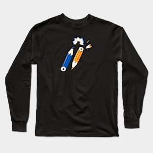 Yellow & Blue pencils Long Sleeve T-Shirt